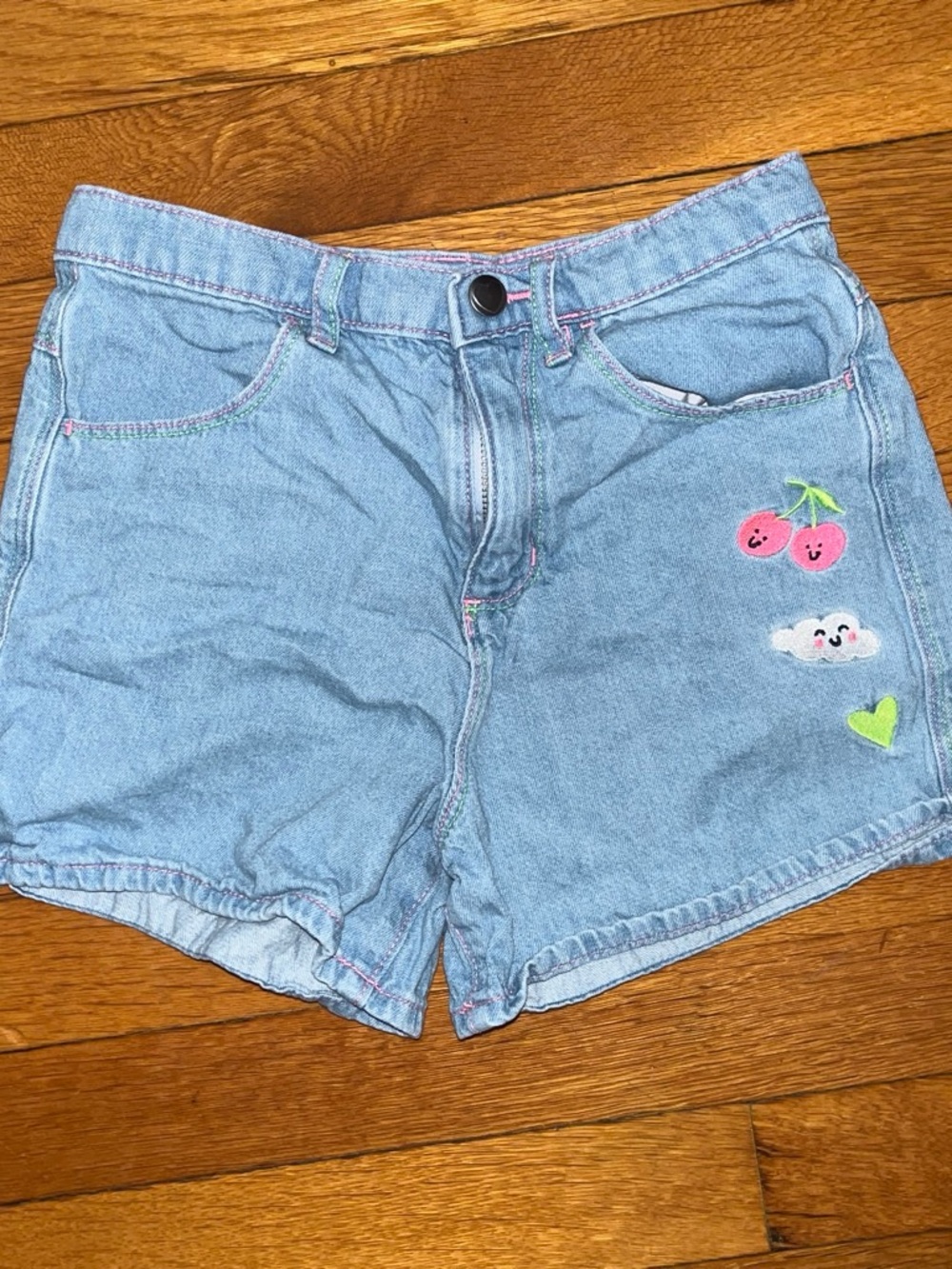 Garanimals Light Blue Denim Kids' Shorts with Cherry Embroidery
